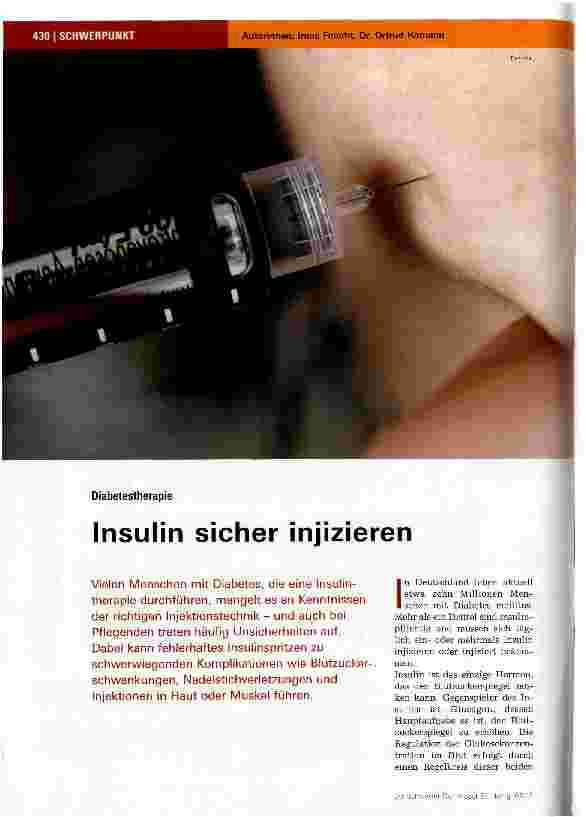 Vorschauseite 1: Insulin sicher injizieren