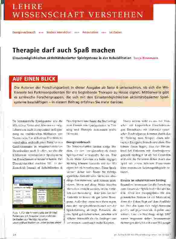 Vorschauseite 1: Therapie darf auch Spaß machen