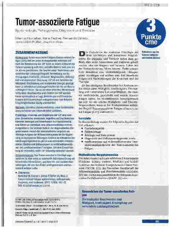 Vorschauseite 1: Tumor-assoziierte Fatigue