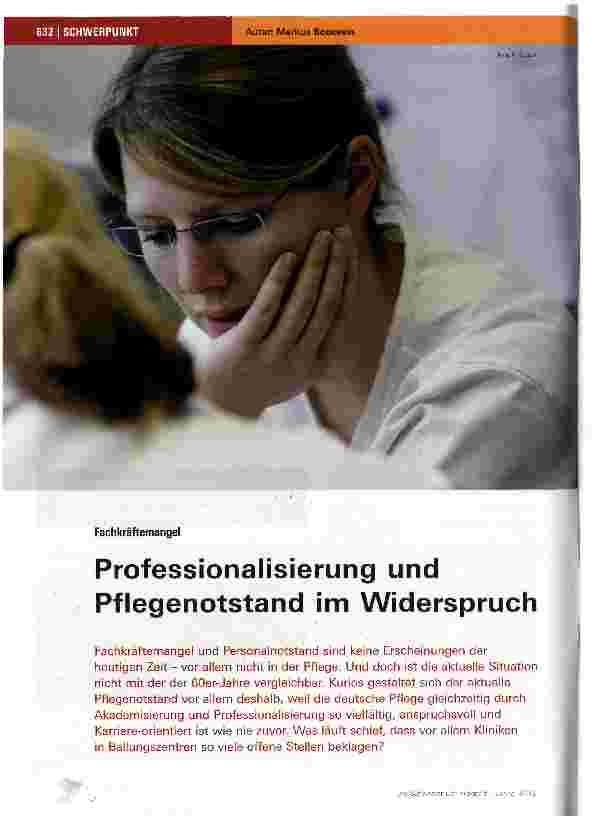 Vorschauseite 1: Professionalisierung und Pflegenotstand im Widerspruch