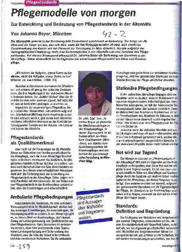Vorschauseite 1: Pflegemodelle von morgen Zur Entwicklung und Bedeutung von Pflegestandards in der Altenhilfe