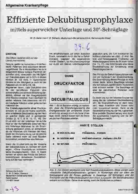 Vorschauseite 1: Effiziente Dekubitusprophylaxe mittels superweicher Unterlage und 30 -Schräglage