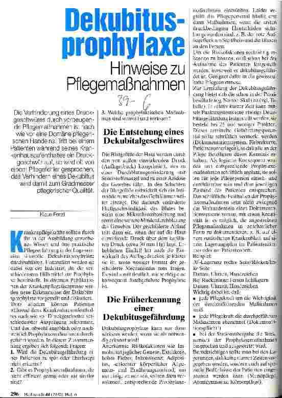 Vorschauseite 1: Dekubitusprophylaxe - Hinweise zu Pflegemaßnahmen