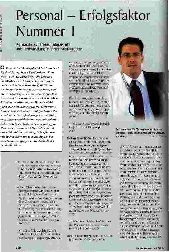 Vorschauseite 1: Personal - Erfolgsfaktor Nummer 1 Konzepte zur Personalauswahl und -entwicklung in einer Klinikgruppe
