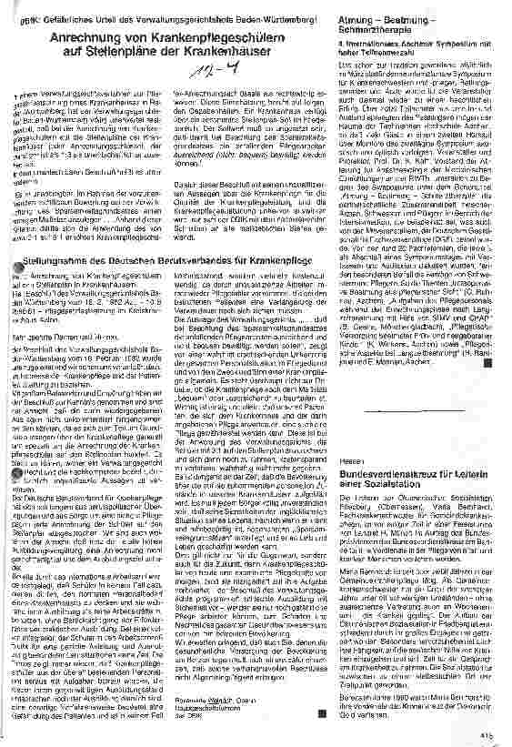 Vorschauseite 1: Anrechnung von Krankenpflegeschülern auf Stellenpläne der Krankenhäuser