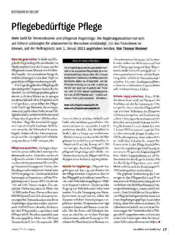Vorschauseite 1: Pflegebedürftige Pflege