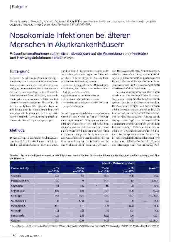 Vorschauseite 1: Nosokomiale Infektionen bei älteren Menschen in Akutkrankenhäusern