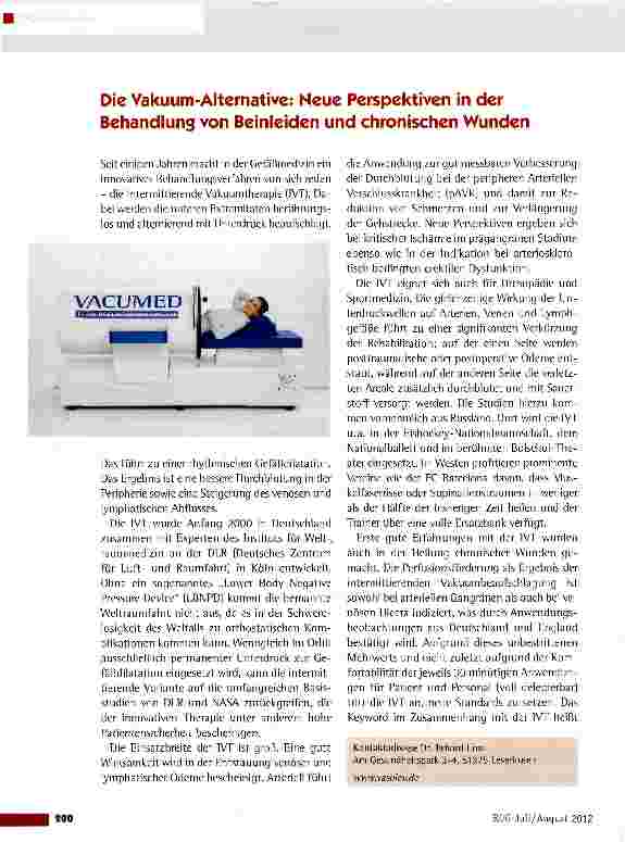 Vorschauseite 1: Die Vakuum-Alternative: Neue Perspektiven in der Behandlung von Beinleiden und chronischen Wunden