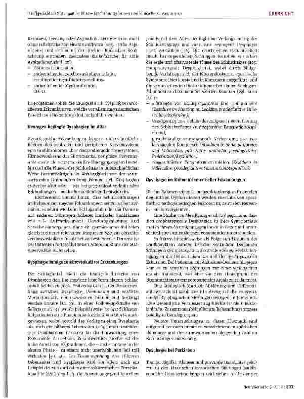 Vorschauseite 3: Häufige Schluckstörungen im Alter Erscheinungsformen und klinische Konsequenzen