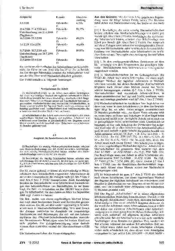 Vorschauseite 2: Zulage für nicht ständige Schicht-/Wechsel-schichtarbeit-unregelmäßige/vertretungsweise Einbeziehung in das Schichtsystem TVöD§7Abs. 1 und Abs. 2, §8 Abs. 5 Satz 2 und Abs. 6 Satz…