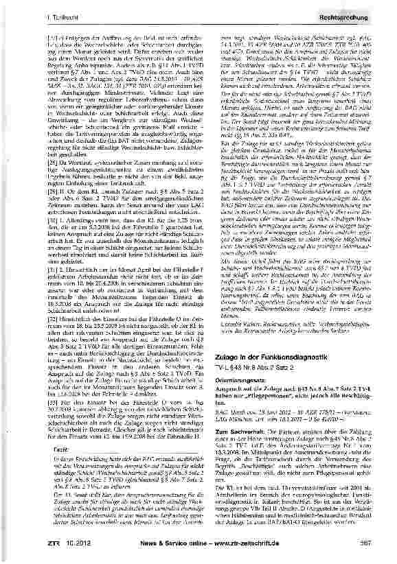 Vorschauseite 4: Zulage für nicht ständige Schicht-/Wechsel-schichtarbeit-unregelmäßige/vertretungsweise Einbeziehung in das Schichtsystem TVöD§7Abs. 1 und Abs. 2, §8 Abs. 5 Satz 2 und Abs. 6 Satz…
