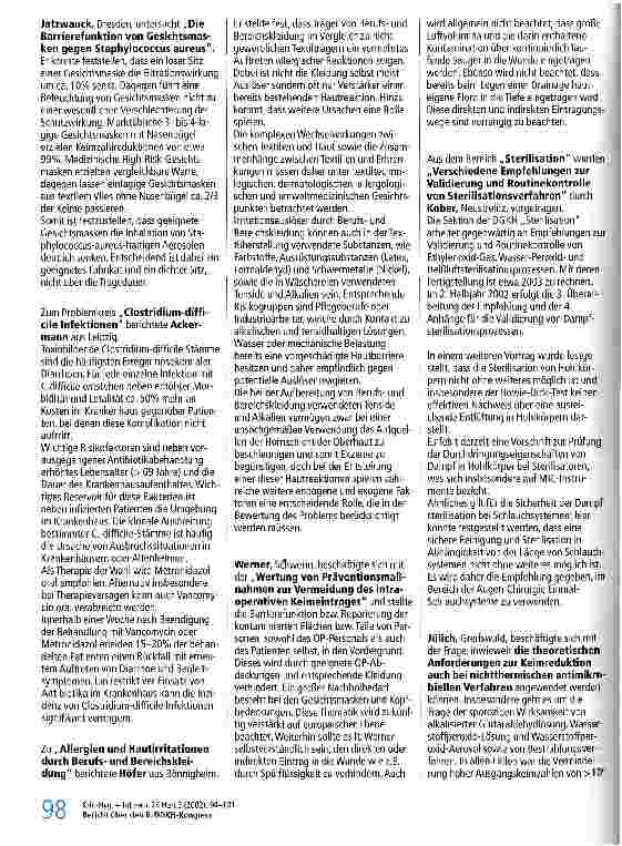 Vorschauseite 5: Bericht über den 6. Internationalen Kongress der Deutschen Gesellschaft für Krankenhaushygiene e.V., Berlin 07.-10. April 2002