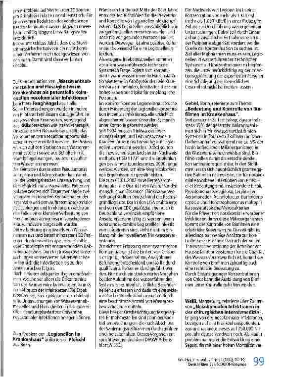 Vorschauseite 6: Bericht über den 6. Internationalen Kongress der Deutschen Gesellschaft für Krankenhaushygiene e.V., Berlin 07.-10. April 2002