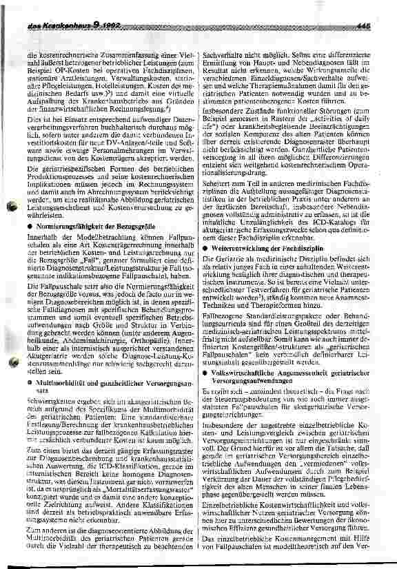 Vorschauseite 2: Fallpauschalen für stationäre geriatrische Versorgungseinrichtungen? Kritische Anmerkungen aus betriebswirtschaftlicher Sicht