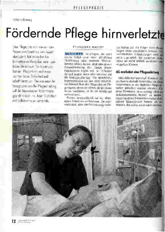 Vorschauseite 1: Fördernde Pflege hirnverletzter Menschen