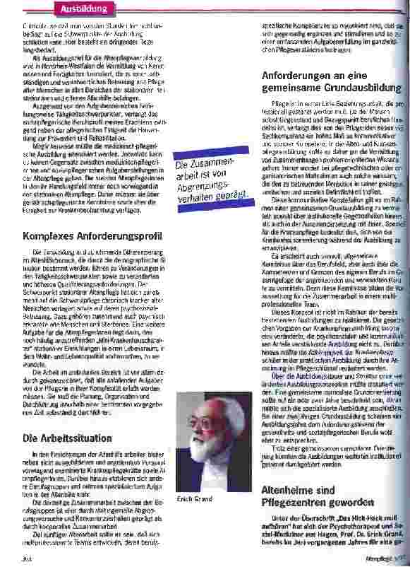 Vorschauseite 2: Gemeinsame Grundausbildung aller Pflegenden?