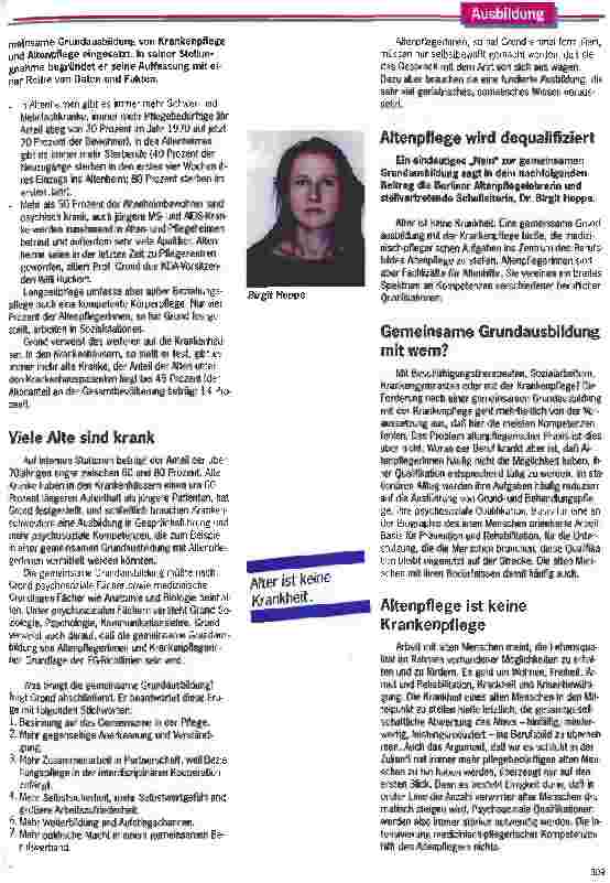 Vorschauseite 3: Gemeinsame Grundausbildung aller Pflegenden?