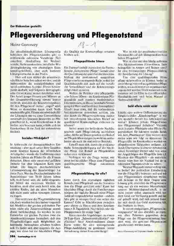 Vorschauseite 1: Pflegeversicherung und Pflegenotstand