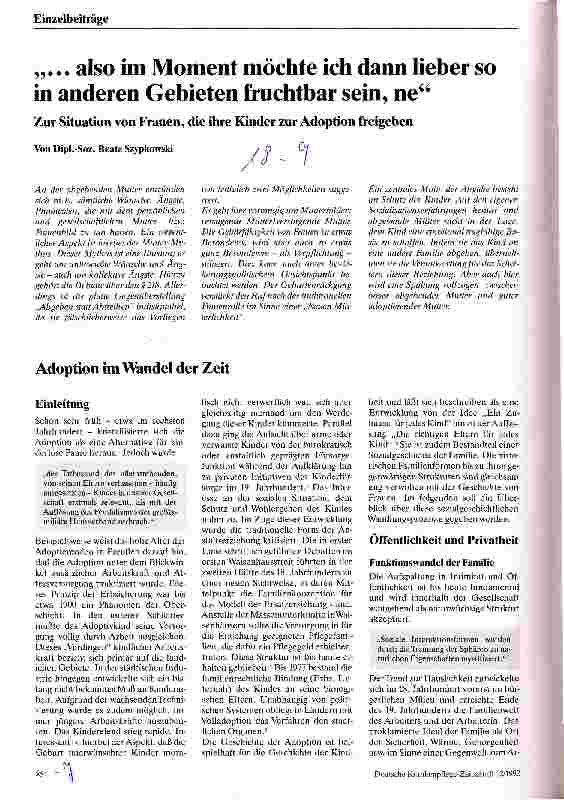Vorschauseite 1: also im Moment möchte ich dann lieber so in anderen Gebieten fruchtbar sein, ne Zur Situation von Frauen, die ihre Kinder ...