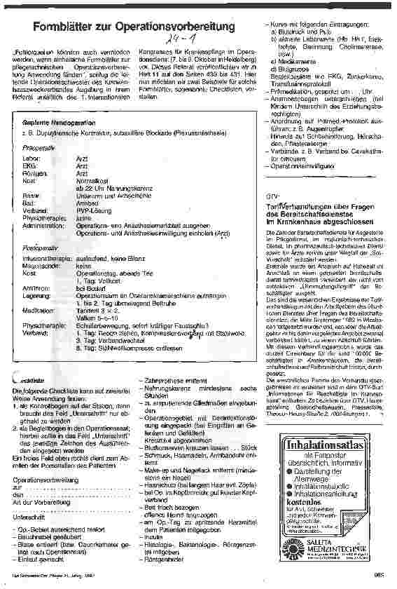 Vorschauseite 1: Formblätter zur Operationsvorbereitung