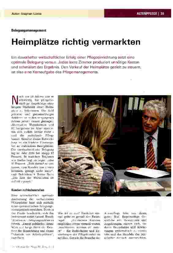 Vorschauseite 1: Heimplätze richtig vermarkten