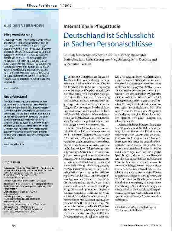 Vorschauseite 1: Deutschland ist Schlusslicht in Sachen Personalschlüssel