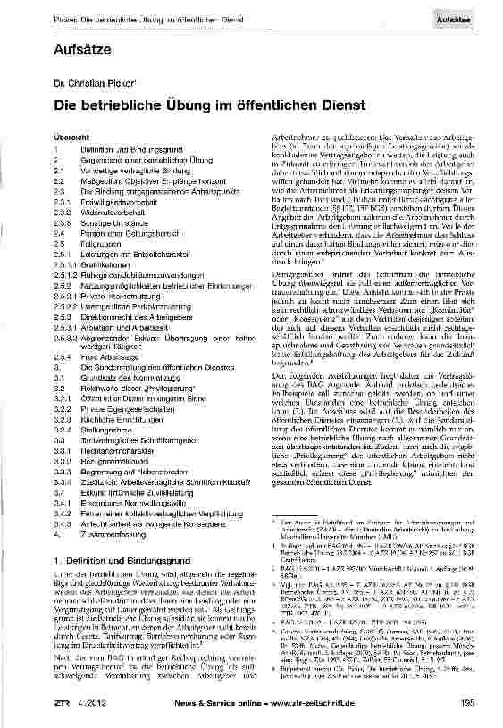 Vorschauseite 1: Die betriebliche Übung im öffentlichen Dienst