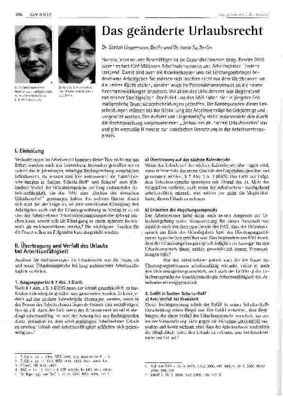 Vorschauseite 1: Das geänderte Urlaubsrecht
