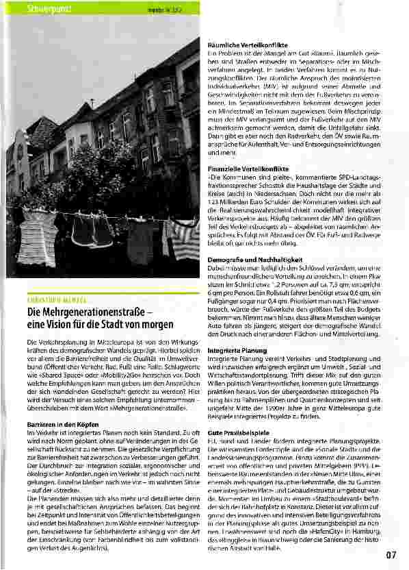 Vorschauseite 1: Die Mehrgenerationenstraße -eine Vision für die Stadt von morgen