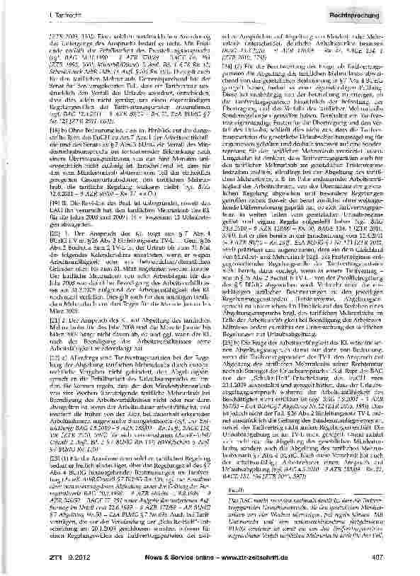 Vorschauseite 3: Verfall tariflichen Mehrurlaubs bei Arbeitsunfähigkeit (TV-L) TV-L §26; AEUV Art. 267; Richtlinie 2003/88/EG des Europäischen Parlaments und des Rates vom 4.11.2003 über bestimmte…