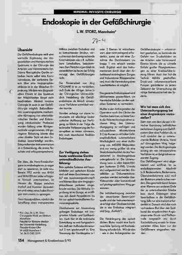 Vorschauseite 1: Endoskopie in der Gefäßchirurgie