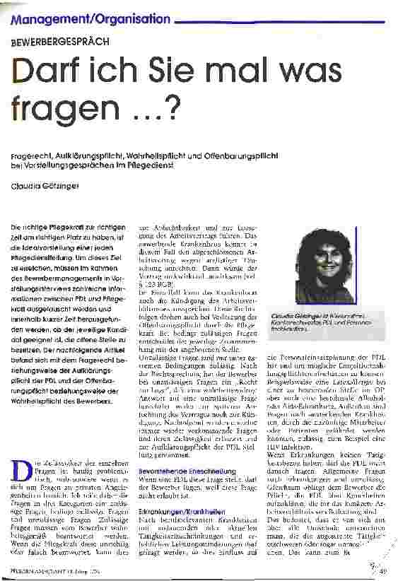 Vorschauseite 1: Darf ich Sie mal was fragen ...?