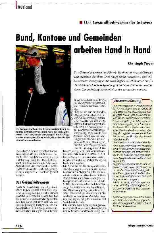 Vorschauseite 1: Bund, Kontone und Gemeinden arbeiten Hand in Hand