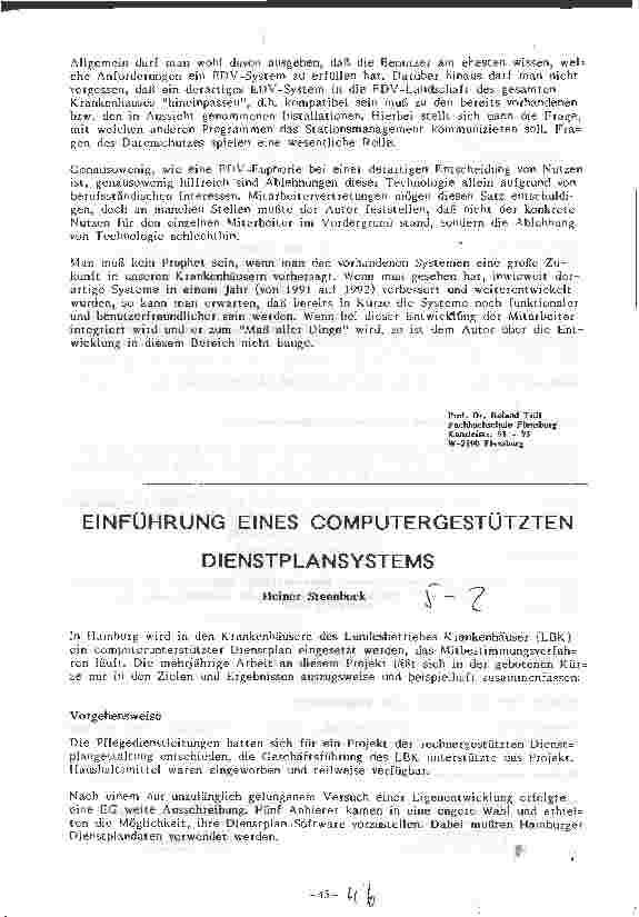 Vorschauseite 1: Einführung eines computergestützten Dienstplansystems