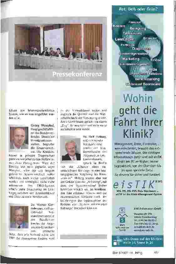 Vorschauseite 2: BMG ebnet den Weg ins Festpreissystem 1. Nationales DRG-Forum