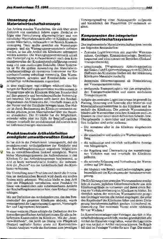 Vorschauseite 2: Materialwirtschaft im Klinikum der Universität Gießen