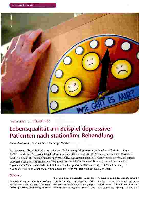 Vorschauseite 1: Lebensqualität am Beispiel depressiver Patienten nach stationärer Behandlung