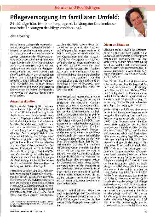 Vorschauseite 1: Pflegeversorgung im familiären Umfeld