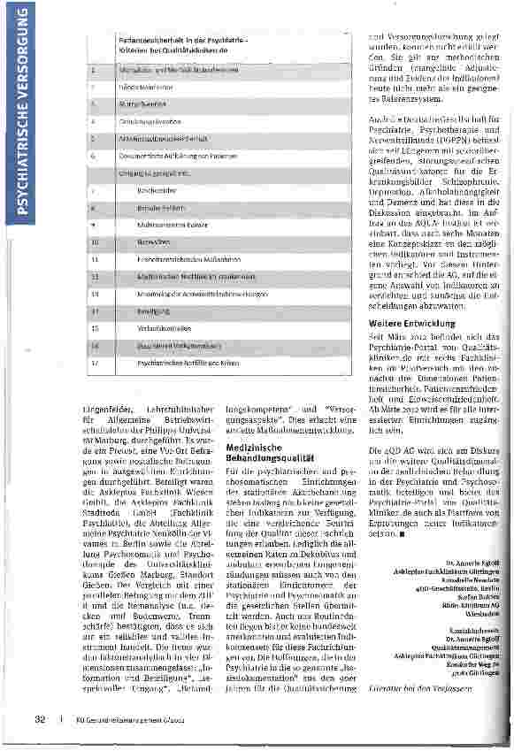 Vorschauseite 3: Qualität und Transparenz in der PsychiatrieQualitatskliniken. de integriert Kriterienkatalog