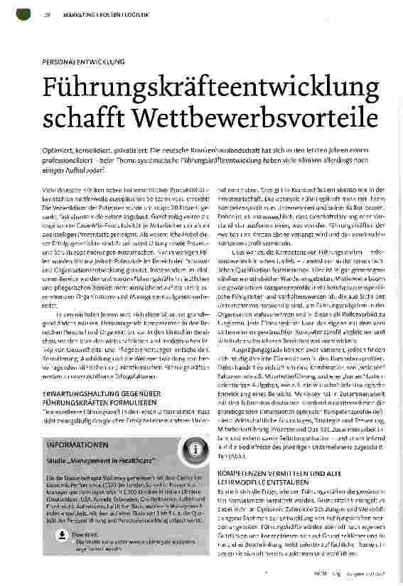 Vorschauseite 1: Führungskräfteentwicklung schafft Wettbewerbsvorteile