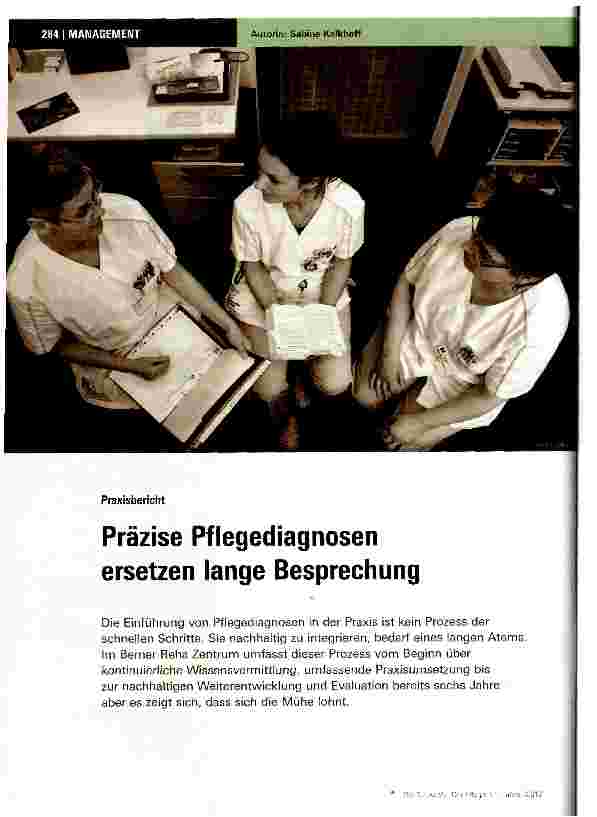 Vorschauseite 1: Präzise Pflegediagnosen ersetzen lange Besprechung