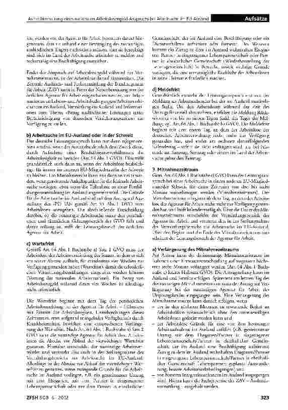 Vorschauseite 2: Aufrechterhaltung eines nationalen Arbeitslosengeld-Anspruchs bei Arbeitsuche im EU-Ausland gemäß den Verordnungen (EG) Nr. 883/2004 und Nr. 987/2009