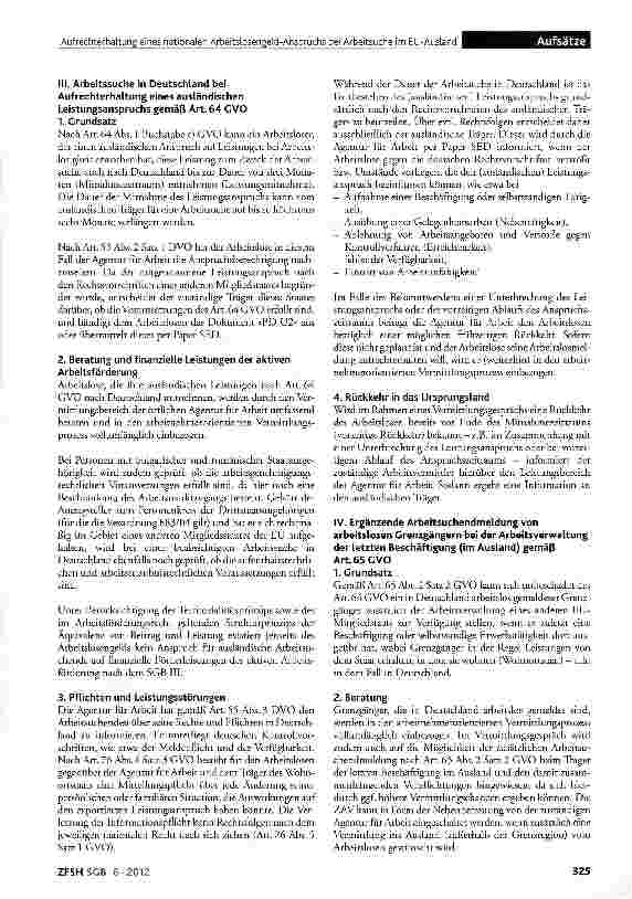 Vorschauseite 4: Aufrechterhaltung eines nationalen Arbeitslosengeld-Anspruchs bei Arbeitsuche im EU-Ausland gemäß den Verordnungen (EG) Nr. 883/2004 und Nr. 987/2009