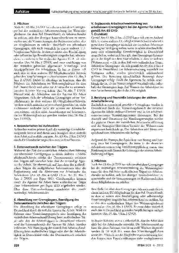 Vorschauseite 5: Aufrechterhaltung eines nationalen Arbeitslosengeld-Anspruchs bei Arbeitsuche im EU-Ausland gemäß den Verordnungen (EG) Nr. 883/2004 und Nr. 987/2009