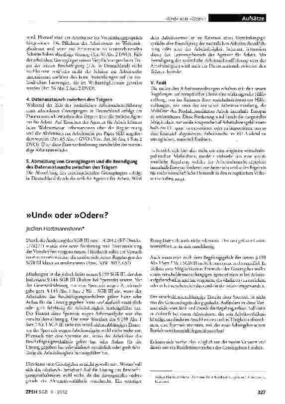 Vorschauseite 6: Aufrechterhaltung eines nationalen Arbeitslosengeld-Anspruchs bei Arbeitsuche im EU-Ausland gemäß den Verordnungen (EG) Nr. 883/2004 und Nr. 987/2009