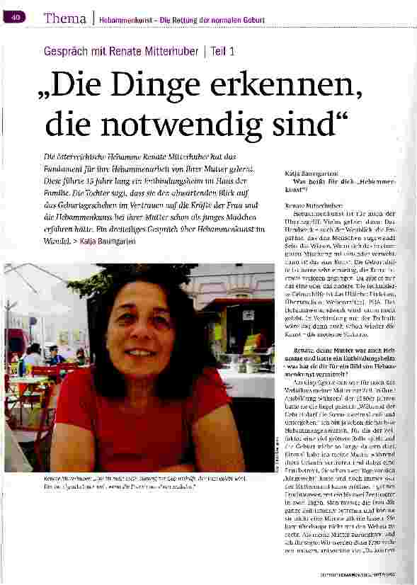 Vorschauseite 1: Gespräch mit Renate Mitterhuber Teil 1 Die Dinge erkennen, die notwendig sind