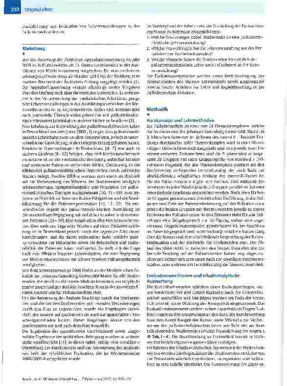 Vorschauseite 2: 90 Minuten Pflichtlehre Palliativmedizin auf Station: Lehrkonzept und qualitative Ergebnisse einer Evaluationsstudie