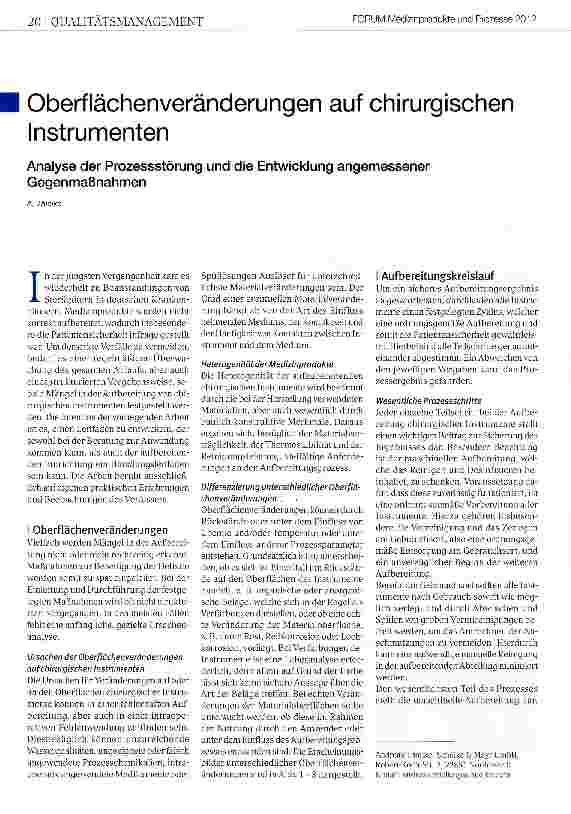 Vorschauseite 1: Oberflächenveränderungen auf chirurgischen Instrumenten