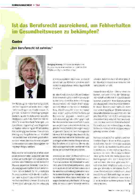 Vorschauseite 1: Ist das Berufsrecht ausreichend, um Fehlverhalten im Gesundheitswesen zu bekämpfen?