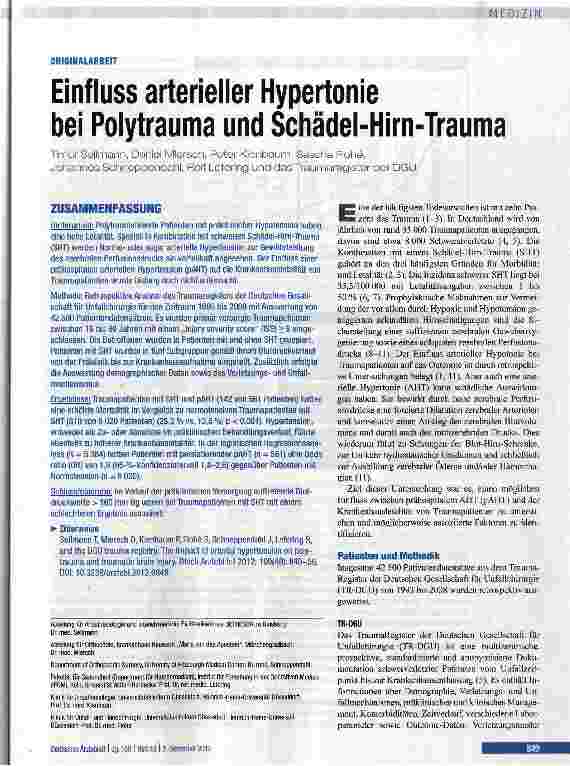Vorschauseite 1: Einfluss arterieller Hypertonie bei Polytrauma und Schädel-Hirn-Trauma